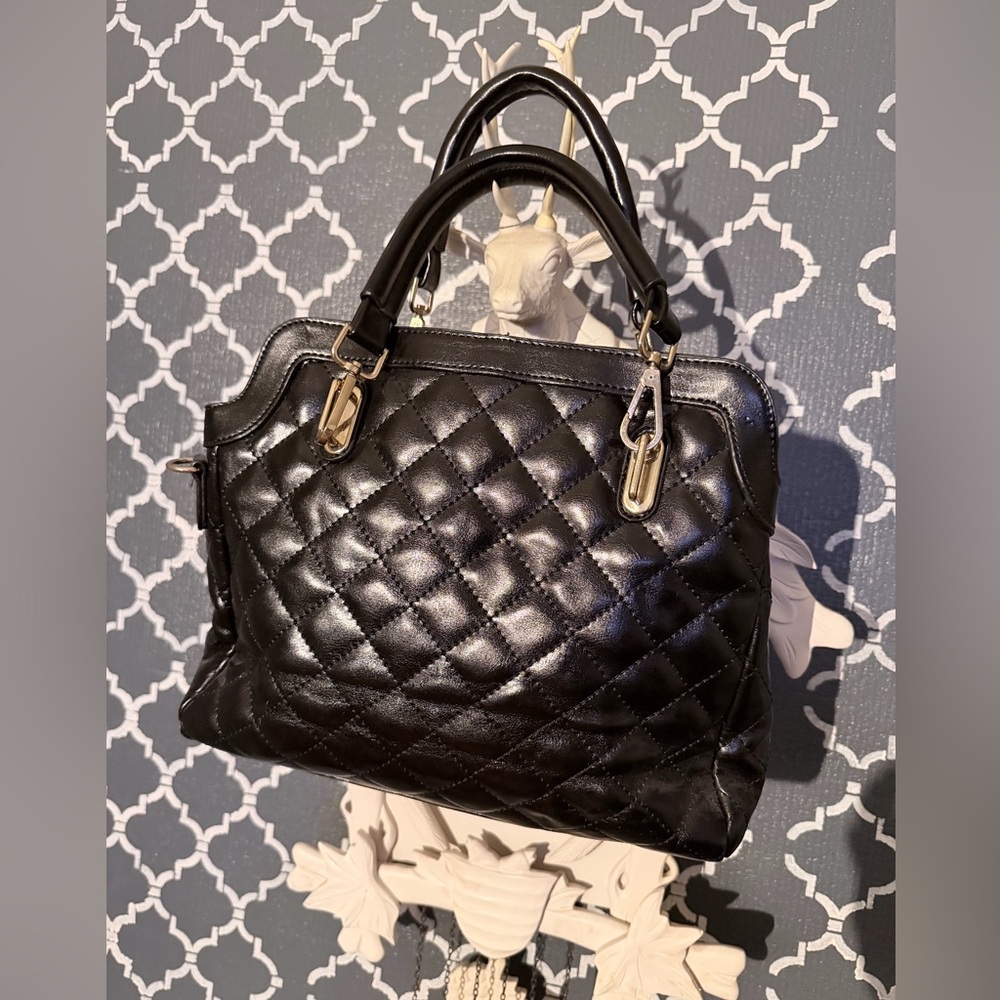 Black Quilted Leather Handbag